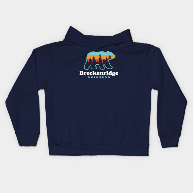 Breckenridge Colorado Bear Trees Retro Kids Hoodie by PodDesignShop